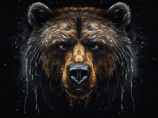 Ursus Portrait, A Majestic Illustration of a Dangerous Grizzly Bear, Generative AI