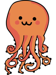 Octopus cartoon in icon style