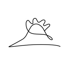 One line drawing of a volcanic eruption