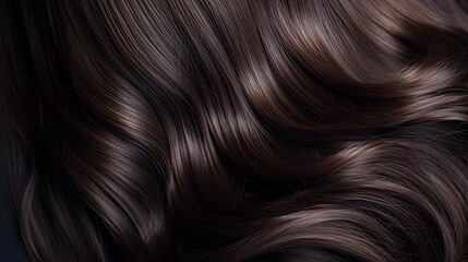 Fototapeta premium Female long dark hair in black