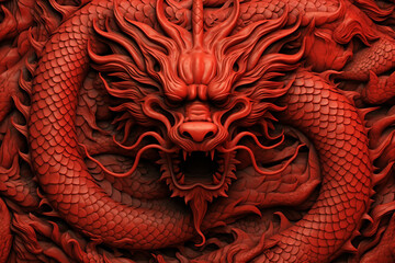 Chinese dragon top view red color. generative ai