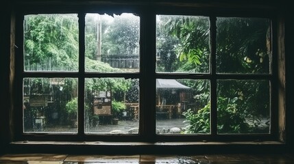 Interior Shot of Window Frame during Spring Time Sunny Day generative AI.