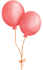 Watercolor illustration of a pink balloons