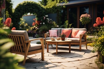 Fototapeta na wymiar garden furniture, Generative AI