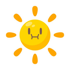 Cartoon sun with cute cartoon faces for children.