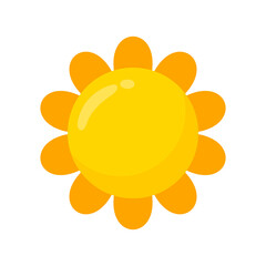 yellow sun icon Simple cartoon style design. The rays of the sun in summer