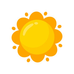 yellow sun icon Simple cartoon style design. The rays of the sun in summer