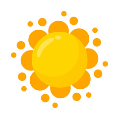 yellow sun icon Simple cartoon style design. The rays of the sun in summer