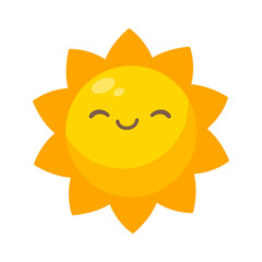 Cartoon sun with cute cartoon faces for children.
