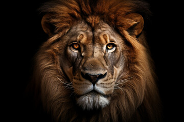 Obraz na płótnie Canvas Portrait animal big africa face dark nature kenya noble cat lion predator