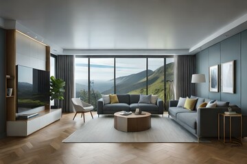 Fototapeta na wymiar modern living room generated by AI technology