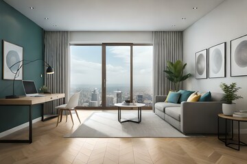 Naklejka na ściany i meble modern living room generated by AI technology