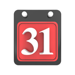 Calendar Day 31 Icon 3D Render