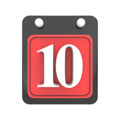 Calendar Day 10 Icon 3D Render