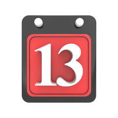 Calendar Day 13 Icon 3D Render