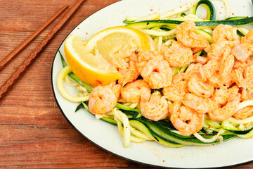 Shrimp with vegetable, Asian food.