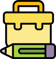 Worker suitcase icon outline vector. Business office. Run employment color flat