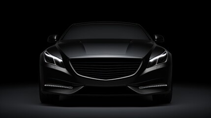 Front view of a generic and brandless modern car on a black background
