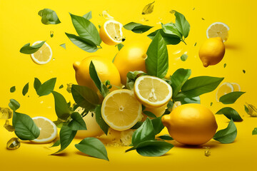 A visually captivating shot of a lemon, distinct from a lime, evoking a sense of tangy delight, suitable for vibrant food-related compositions and natural wellness themes. Generative AI.