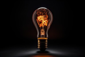 Glowing lamp on black background