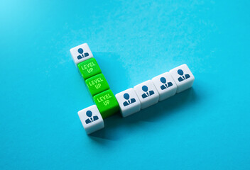 Fototapeta na wymiar Promotion for an employee. Leader and favorite. Talented and promising. The best of all, in the first place. Competition among salesman. Career development. Raising skills.