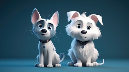 Adorable dog and cat together. Created with Generative AI.