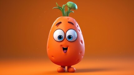 Carrot. Cute vegetable character. Created with Generative AI.