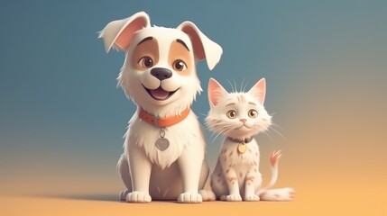 Adorable dog and cat together. Created with Generative AI.