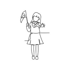 One continuous line drawing of uniform school in South Korea with white background. Fashion education design in simple linear style. education design concept vector illustration.
