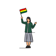 One continuous line drawing of school uniform in Bolivia with white background. Fashion education design in simple linear style. education design concept vector illustration