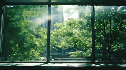 Interior Shot of Window Frame during Spring Time Sunny Day generative AI.