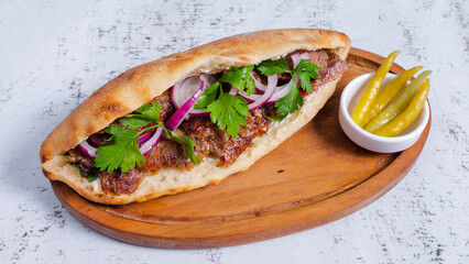 Beef doner kebab isolated close up