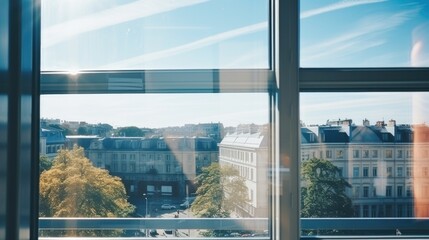 Fototapeta na wymiar Interior Shot of Window Frame during Spring Time Sunny Day generative AI.