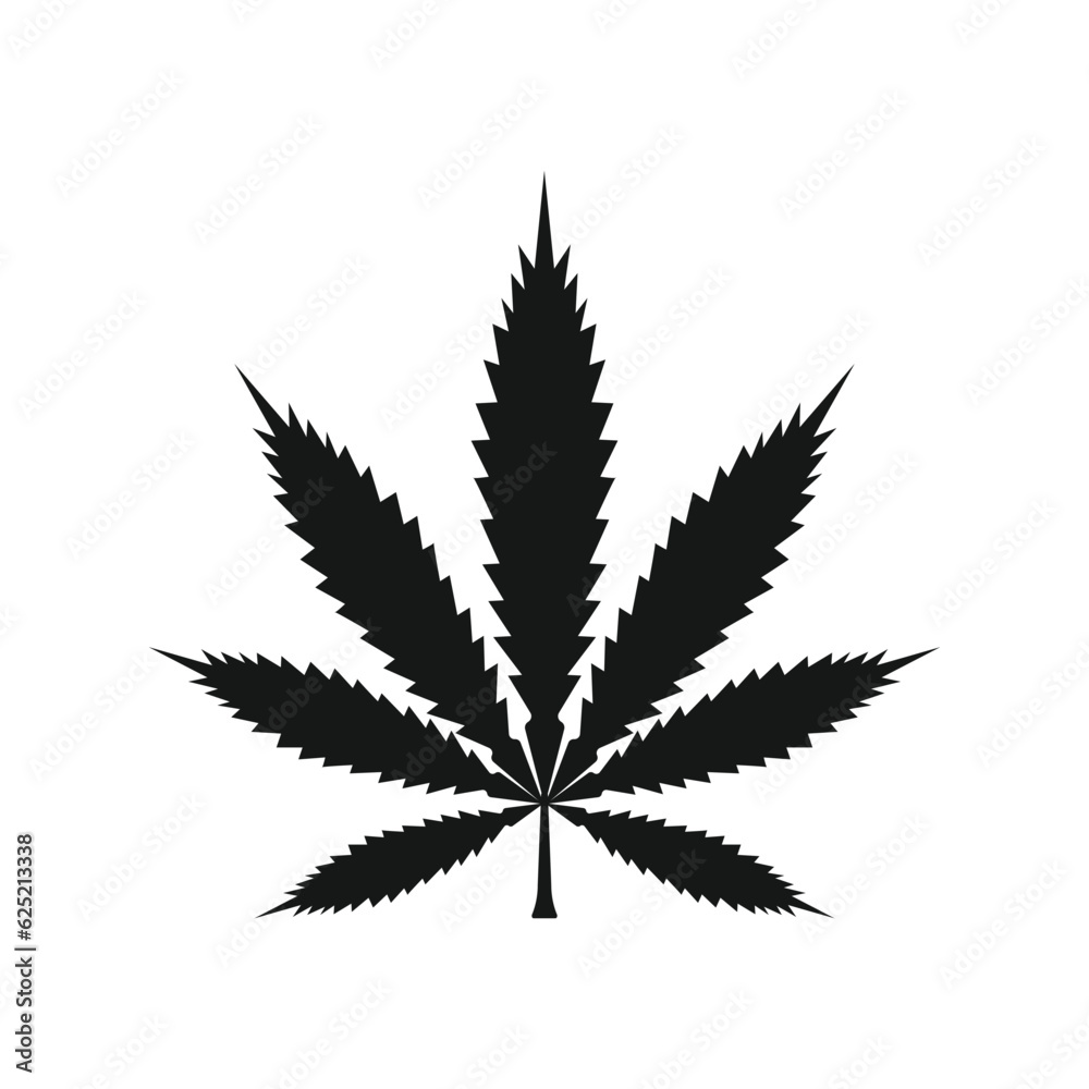 Wall mural mariuhana leaf symbol, marijuana or hemp icon, cannabis medical sign