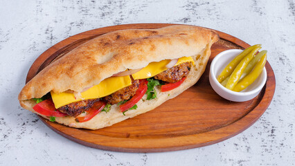 Chicken kofta doner kebab isolated close up