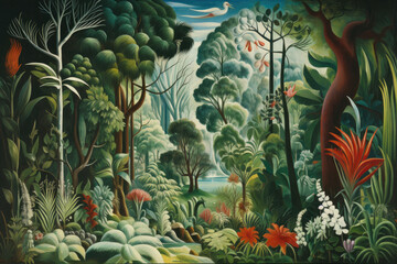 Fototapeta premium Garden of Eden or Garden of God, the Terrestrial Paradise. Genesis