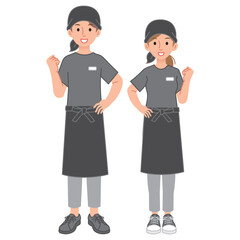 居酒屋店員の男女がガッツポーズ
Men and women of the tavern clerk fist pose