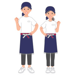 居酒屋店員の男女がガッツポーズ
Men and women of the tavern clerk fist pose