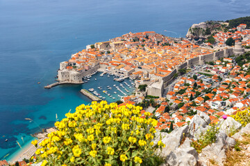 View of the old town vacation at the Mediterranean sea Dalmatia in Dubrovnik, Croatia