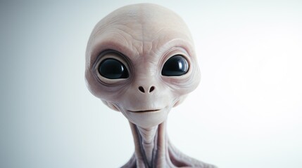 Realistic Alien on White Limbo Background generative AI.