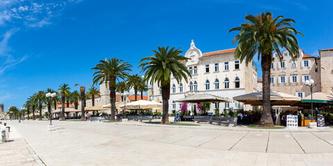 Fototapeta na wymiar Promenade at the old town of Trogir panorama vacation in Croatia