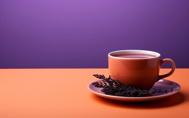 A professional photo of a cup of tea on a wooden table, Generative Ai
