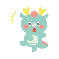 のけぞって驚く辰（龍）