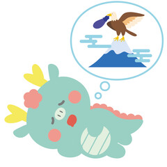 初夢で一富士二鷹三茄子の夢をみる辰（龍）