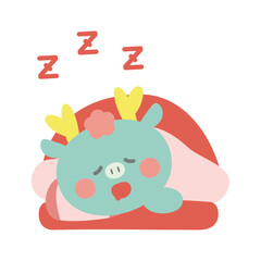 気持ちよく布団で寝ている辰（龍）