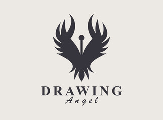 Eagle Pen Logo design vector template