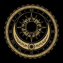 mysterious golden magical circle vector design