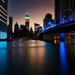 city bridge at night