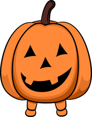 Pumpkin halloween cartoon with outline