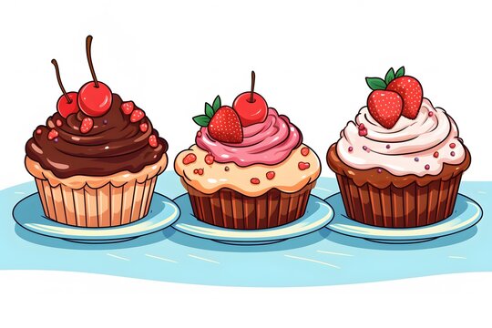 Doodle cakes with cream and berries.